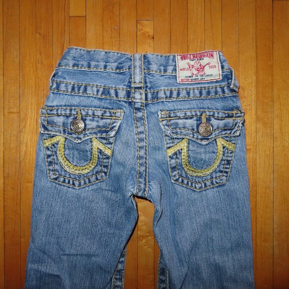 Vintage Y2K Rare True Religion Sunshine yellow Rainbow Joey flare boot Big T 6 - Picture 7 of 9